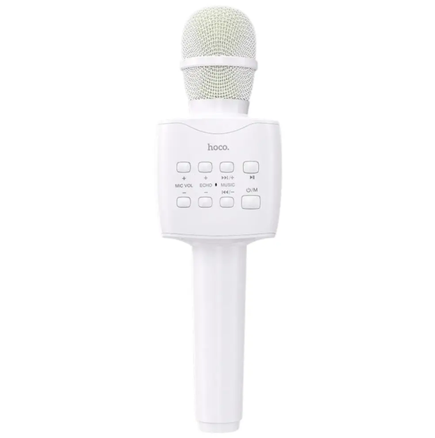 Бездротовий караоке мікрофон Bluetooth HOCO BK5 Cantando з колонкою 5W, білий - Фото 2 Бездротовий караоке мікрофон Bluetooth HOCO BK5 Cantando з колонкою 5W, білий - зображення 2
