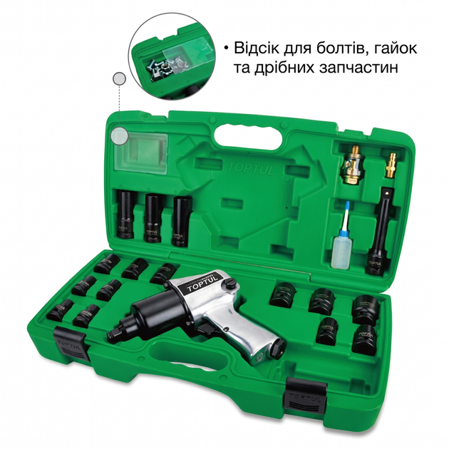 Набір пневмоінструменту 1/2" 20 од. до гайковерту KAAA1660B TOPTUL GDAI2002E - зображення 4