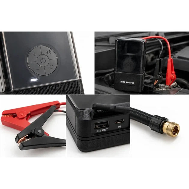 Пусковий пристрій 965A з компресором / Багатофункціональний автомобільний Jump Starter 12V 4в1 (насос 150 PSI, Power Bank, LED-ліхтар) - изображение 3
