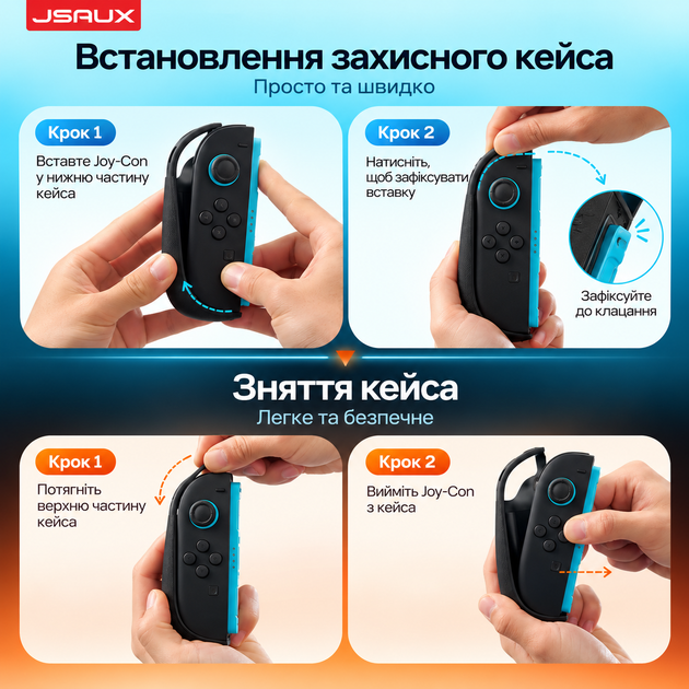 Оригінальний JSAUX PC0123C Split EveryDay чохол для Nintendo Switch 2, захисний Grip кейс зі знімними ручками та кришкою - зображення 5