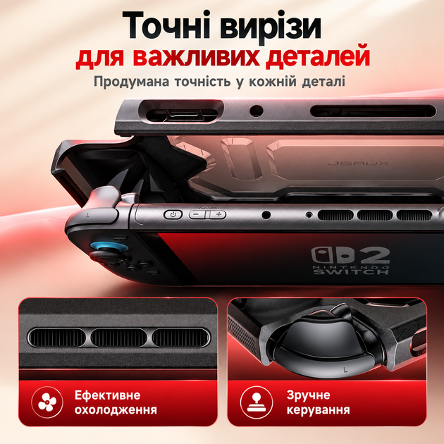 Оригинальный защитный чехол JSAUX PC0118 Battle Armor для Nintendo Switch 2, противоударный Grip кейс с эргономичными ручками - изображение 6