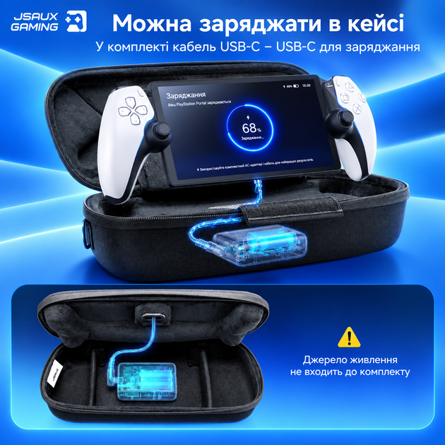 Оригинальный кейс JSAUX BG0144 Double-Decker для PlayStation Portal, PS Portal, двойной отсек, USB-C кабель - изображение 5