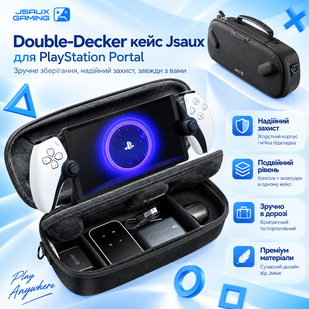 Оригинальный кейс JSAUX BG0144 Double-Decker для PlayStation Portal, PS Portal, двойной отсек, USB-C кабель - изображение 10