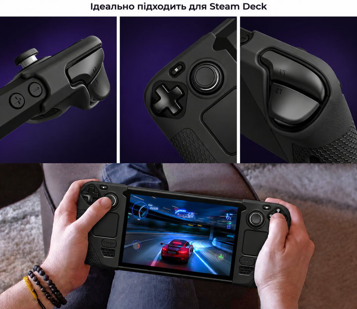 Силиконовый Grip-чехол JSAUX GP0016 для Steam Deck OLED/LCD, накладки на ручки с антискользящим покрытием - изображение 2