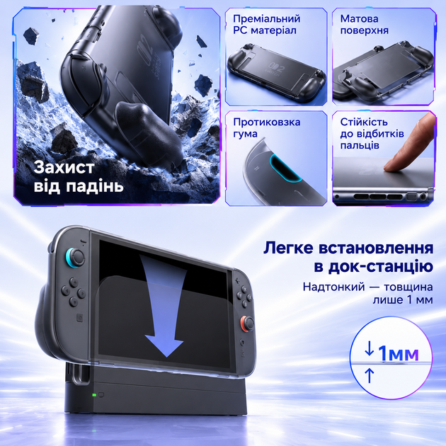 Оригинальный JSAUX PC0117 ErgoSplit Pro для Nintendo Switch 2, прозрачный эргономичный чехол, Grip кейс с ручками Black - изображение 10