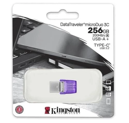 Флеш накопичувач Kingston DataTraveler microDuo 3C Type C / USB 3.2 Gen 1 256GB Purple - Фото 3 Флеш накопичувач Kingston DataTraveler microDuo 3C Type C / USB 3.2 Gen 1 256GB Purple - изображение 3