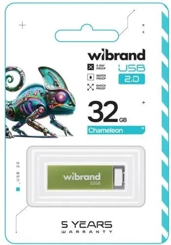 Флеш накопичувач Wibrand Light Green USB 2.0 32GB Chameleon - Фото 2 Флеш накопичувач Wibrand Light Green USB 2.0 32GB Chameleon - изображение 2