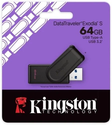 Флеш накопичувач Kingston DataTraveler Exodia S USB 3.2 Gen 1 64GB Black - Фото 4 Флеш накопичувач Kingston DataTraveler Exodia S USB 3.2 Gen 1 64GB Black - изображение 4