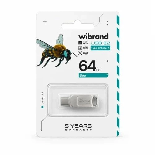 Флеш накопичувач Wibrand Bee Type C / USB 3.2 Gen 1 64GB Black - Фото 4 Флеш накопичувач Wibrand Bee Type C / USB 3.2 Gen 1 64GB Black - изображение 4