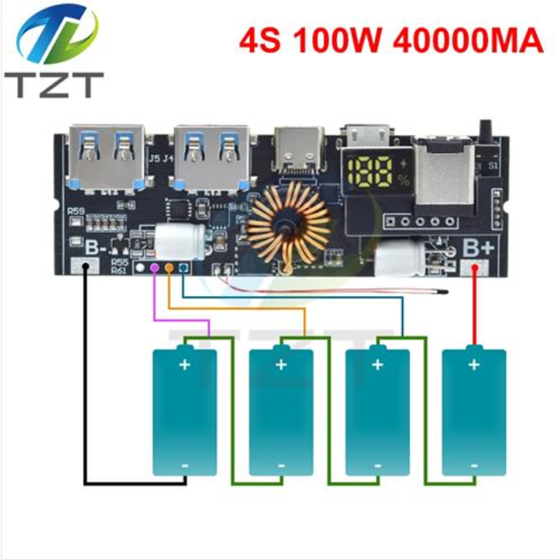 Плата для повербанка 100W 4S 30000 mAh Зарядный модуль PowerBank с дисплеем с разъемом DC - изображение 2