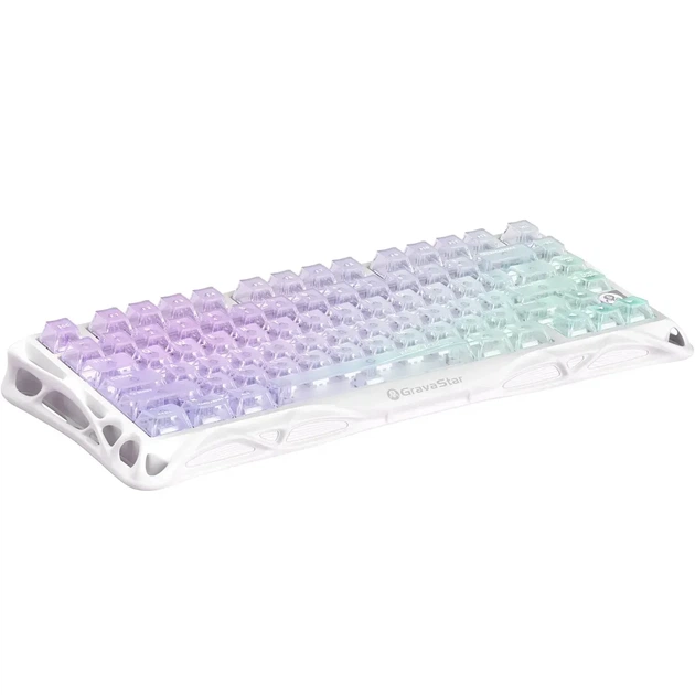 Ездротова механічна клавіатура GravaStar Mercury K1 Lite Crystal Aurora, розмір 75%, RGB підсвічування (2.4G/Bluetooth/USB) - Фото 4 Ездротова механічна клавіатура GravaStar Mercury K1 Lite Crystal Aurora, розмір 75%, RGB підсвічування (2.4G/Bluetooth/USB) - зображення 4