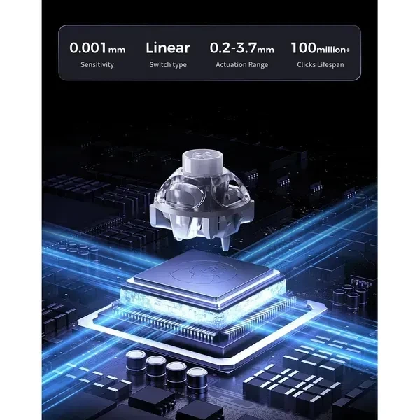 Магнитная клавиатура GravaStar Mercury V60 Pro Sliver Frost, алюминиевая, 65%, Hall Effect, Rapid Trigger, 8000 Гц опроса, RGB - изображение 4