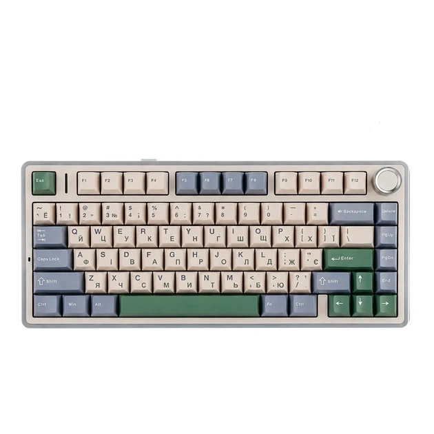Бездротова механічна клавіатура AULA F75 Wireless Green, LEOBOG Graywood V3 Switch, 75%, RGB, UKR/ENG (2.4G/Bluetooth/USB) - Фото 2 Бездротова механічна клавіатура AULA F75 Wireless Green, LEOBOG Graywood V3 Switch, 75%, RGB, UKR/ENG (2.4G/Bluetooth/USB) - зображення 2