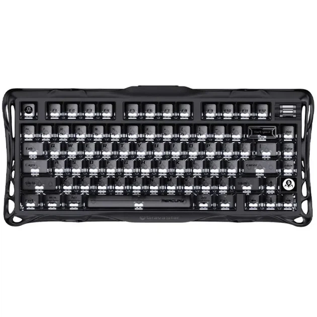 Бездротова механічна клавіатура GravaStar Mercury K1 Stealth Black, з алюмінієвого корпусу, розмір 75%, RGB , 2.4G/Bluetooth/USB - Фото 1 Бездротова механічна клавіатура GravaStar Mercury K1 Stealth Black, з алюмінієвого корпусу, розмір 75%, RGB , 2.4G/Bluetooth/USB - зображення 1