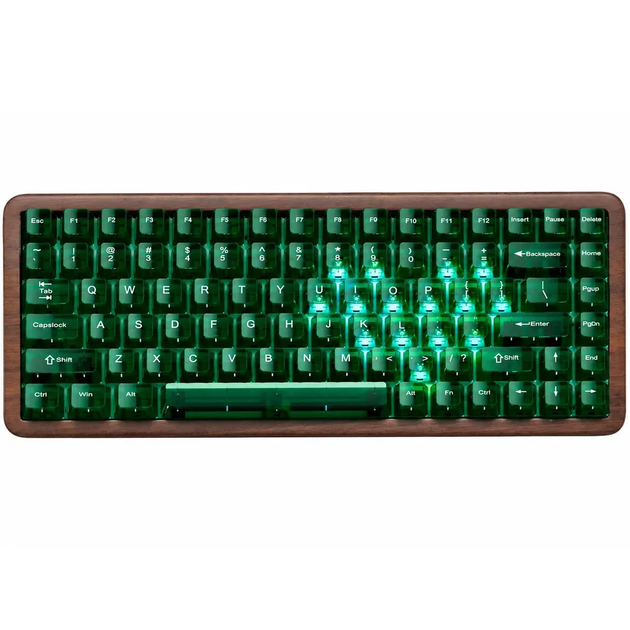 Беспроводная механическая клавиатура Womier WD75 V2 Green, корпус из натурального дерева, 75%, RGB подсветки 2.4G/Bluetooth/USB - Фото 1 Беспроводная механическая клавиатура Womier WD75 V2 Green, корпус из натурального дерева, 75%, RGB подсветки 2.4G/Bluetooth/USB - изображение 1