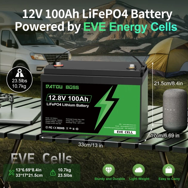 Акумулятор DatouBoss EVE CELL літій-залізо-фосфатний LiFePO4 12,8V 100Ah з BMS - изображение 8