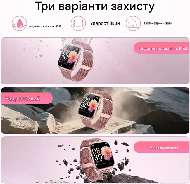 Смарт-годинник P125 Rose Gold 1.85" з Bluetooth-дзвінками, пульсометром, SpO2, IP68, для Android та iPhone - зображення 13