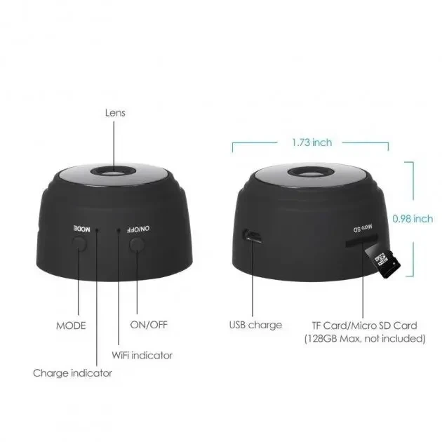 Міні WiFi IP-камера A9 HD з акумулятором нічним баченням датчиком руху та віддаленим доступом - изображение 3