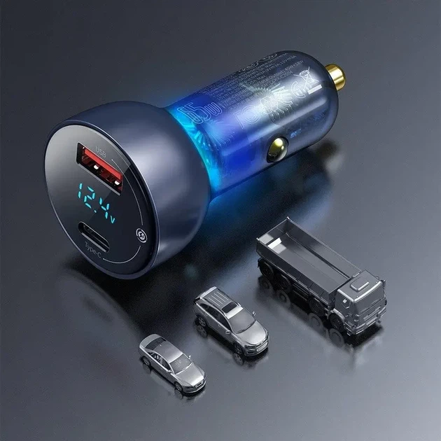 Автомобильное зарядное устройство Baseus Particular Digital QC 4.0+PD3.0 PPS 65W USB + Type-C 5A (CCKX-C0G) - Фото 4 Автомобильное зарядное устройство Baseus Particular Digital QC 4.0+PD3.0 PPS 65W USB + Type-C 5A (CCKX-C0G) - изображение 4