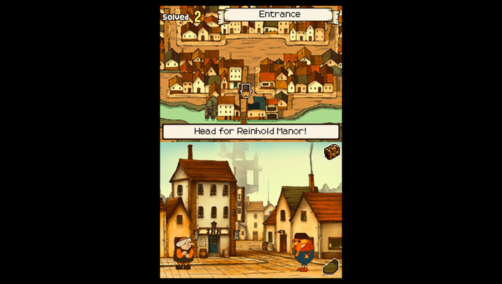 Гра Nintendo DS Professor Layton and the Curious Village Англійська Версія + Коробка Б/У - Фото 3 Гра Nintendo DS Professor Layton and the Curious Village Англійська Версія + Коробка Б/У - зображення 3