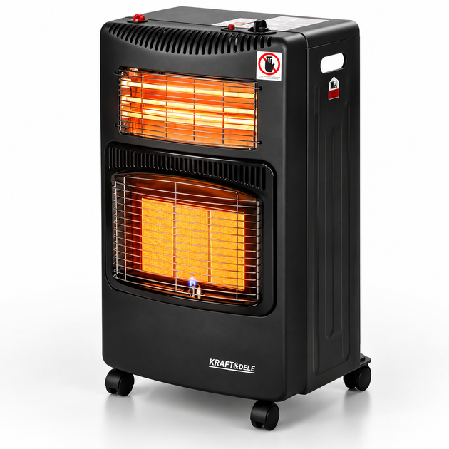 Газовый обогреватель Kraft&Dele KD6531 1500/2750/4200 Вт с пьезозажиганием Инфракрасный газово-электрический обогреватель на колесах - изображение 10