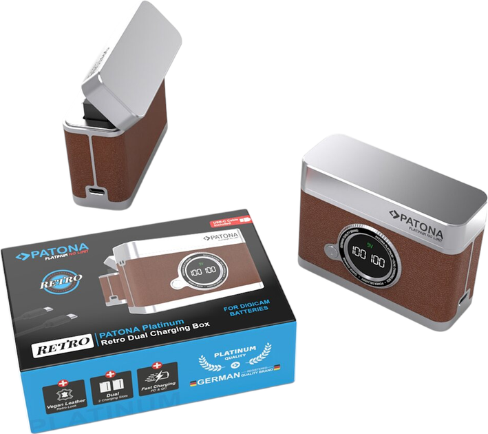 Зарядний пристрій PATONA Platinum Retro Dual Charging Case USB-C (PD/QC, LED) для Sony NP-FZ100 (4055655261685) - Фото 6 Зарядний пристрій PATONA Platinum Retro Dual Charging Case USB-C (PD/QC, LED) для Sony NP-FZ100 (4055655261685) - зображення 6