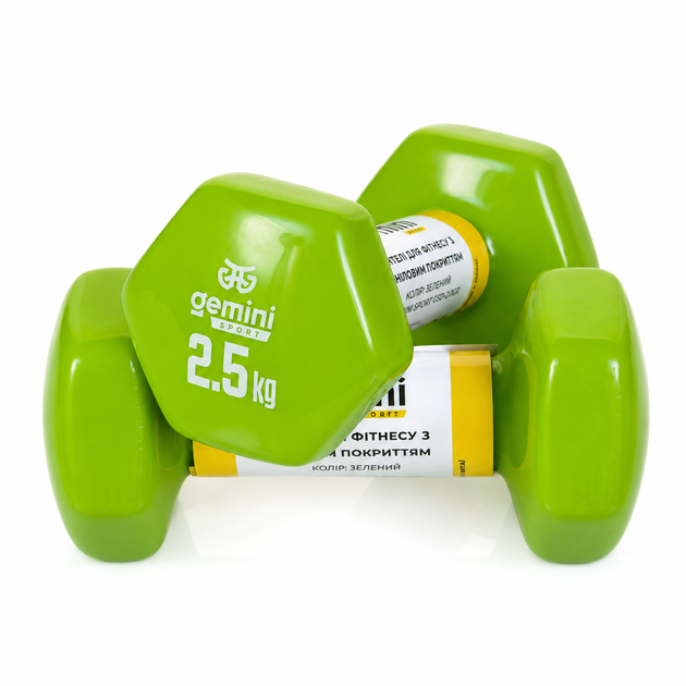 Гантели Gemini Sport для фитнеса с виниловым покрытием 2шт по 2.5кг GSD-2.5GR - Фото 1 Гантели Gemini Sport для фитнеса с виниловым покрытием 2шт по 2.5кг GSD-2.5GR - изображение 1
