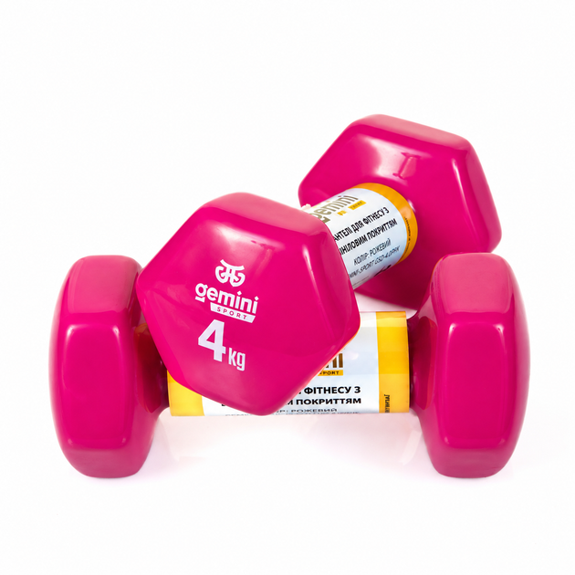 Гантели для фитнеса Gemini Sport с виниловым покрытием 2×4 кг GSD-4.0PINK - Фото 1 Гантели для фитнеса Gemini Sport с виниловым покрытием 2×4 кг GSD-4.0PINK - изображение 1
