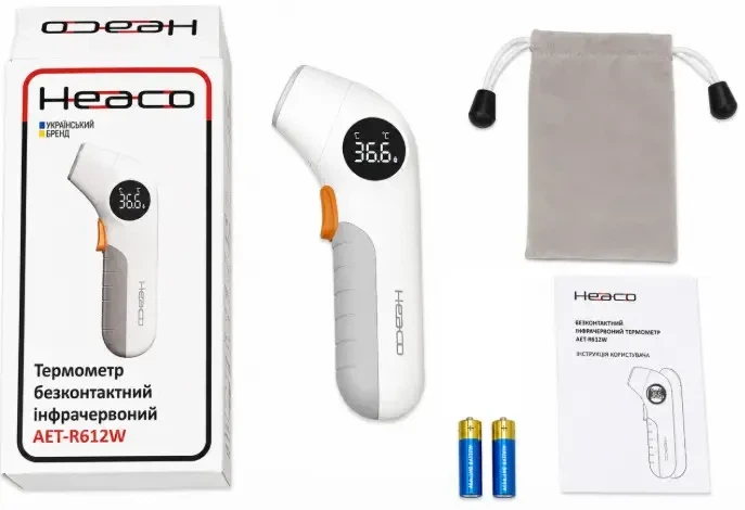 Термометр HEACO AET-R612W инфракрасный бесконтактный, лоб/ухо, измерение за 1 сек - изображение 5