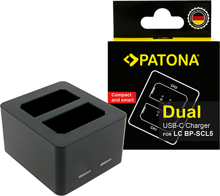 Зарядний пристрій PATONA Dual Charger with USB-C Cable для Leica M10 / M10P / M10R (BP-SCL5, 24003) (4055655257565) - Фото 5 Зарядний пристрій PATONA Dual Charger with USB-C Cable для Leica M10 / M10P / M10R (BP-SCL5, 24003) (4055655257565) - зображення 5