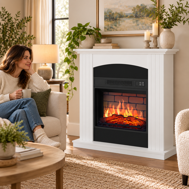 Электрокамин с порталом ArtiFlame Каминокомплект электрический с обогревом до 30 м² 1800 Вт Камин с 3D пламенем пультом термостатом - изображение 2