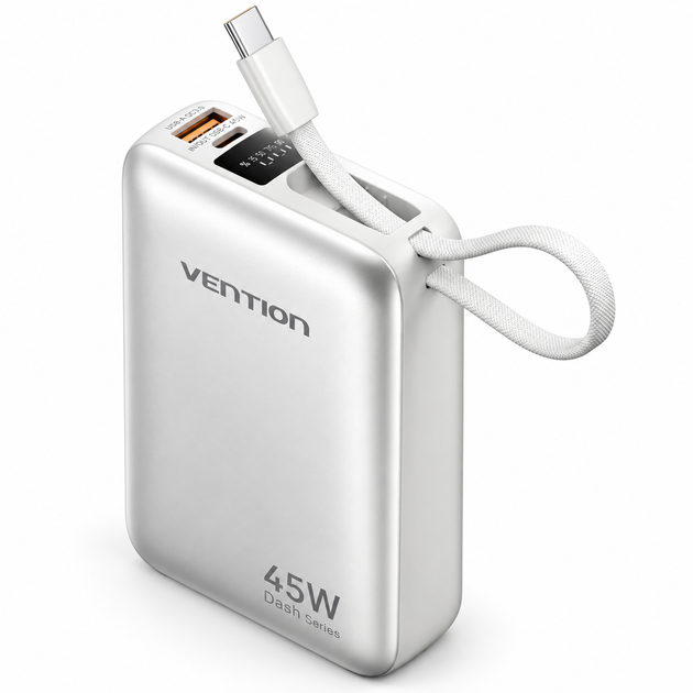 Универсальная батарея Vention 20000mAh 45W PD со встроенным кабелем USB-C Beige (FHGN0) - изображение 2
