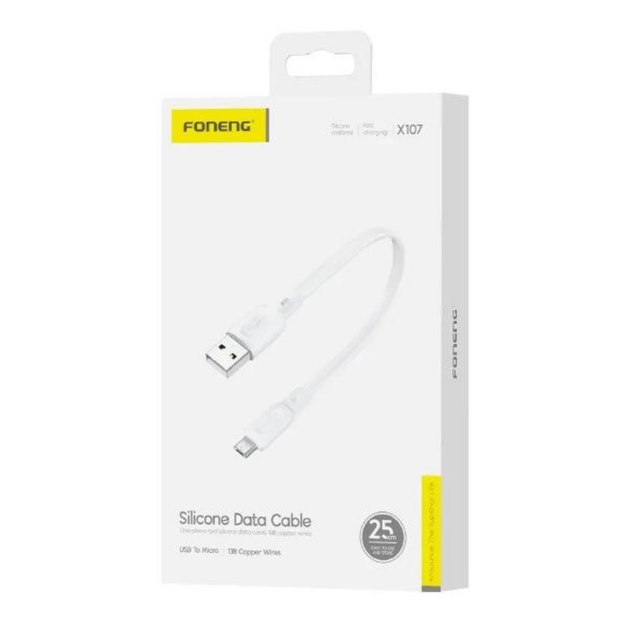Кабель Foneng X107 USB-A - Micro-USB 2.1 А 0.25 м White (X107-CA-MU) - изображение 3