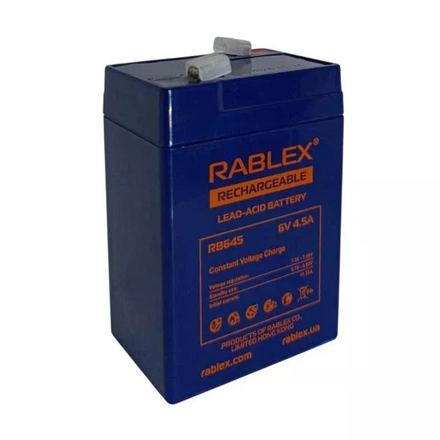 Акумулятор Rablex RB645 6V 4.5Ah Blue свинцево кислотний акумулятор - зображення 2