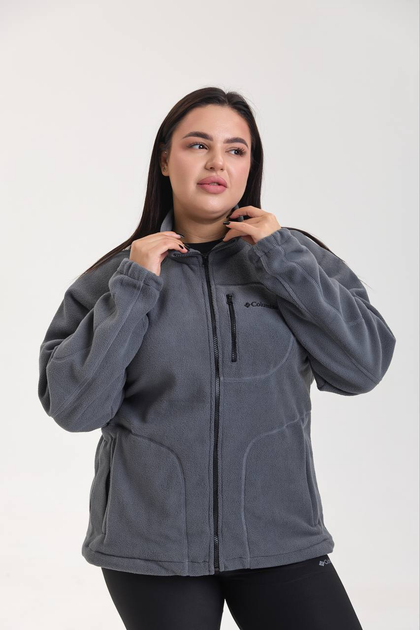 Женская флисовая кофта с вишивкой Columbia графитовая 3XL - Фото 6 Женская флисовая кофта с вишивкой Columbia графитовая 3XL - изображение 6