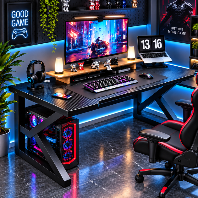Комп’ютерний стіл Dash Black 100×60×72,5 см письмовий ігровий геймерський стіл для ПК ноутбука роботи та навчання чорний - зображення 10
