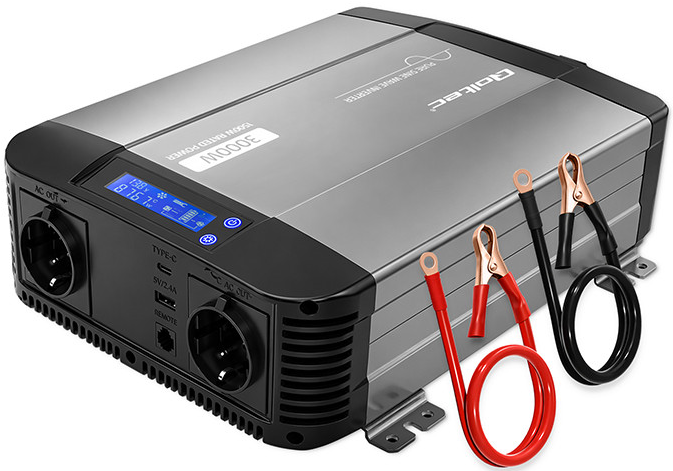 Инвертор 12В-230В 1500/3000Вт LCD-дисплей | USB | USB-C с чистой синусоидой Qoltec - Фото 5 Инвертор 12В-230В 1500/3000Вт LCD-дисплей | USB | USB-C с чистой синусоидой Qoltec - изображение 5