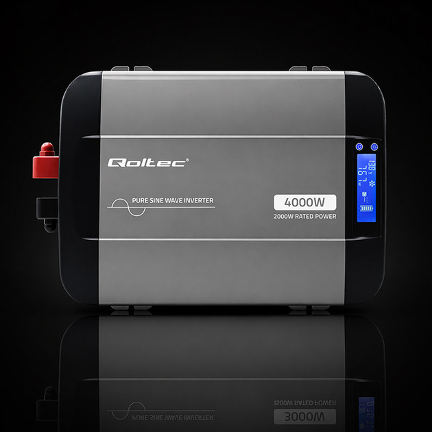 Инвертор 12В-230В 2000/4000Вт LCD-дисплей | USB | USB-C с чистой синусоидой Qoltec - изображение 4
