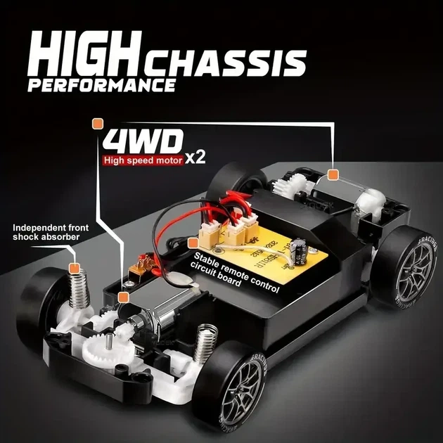 Машинка для дрифту на радіокеруванні Nissan GTR 1:24 20+ км/год 4WD / Машинка на пульті керування Ніссан Нісан - зображення 4