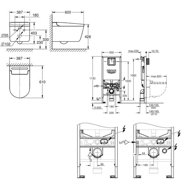 Инсталляция с унитазом-биде SENSIA PRO GROHE SENSIA UA39508RS0, белый - Фото 2 Инсталляция с унитазом-биде SENSIA PRO GROHE SENSIA UA39508RS0, белый - изображение 2