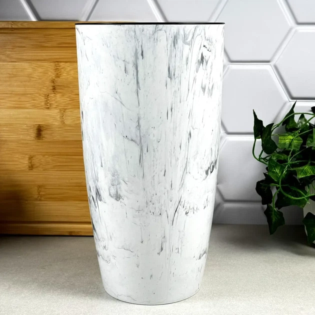 Вазон високий Альфа Stone 10 л Ø27×51 см білий мармур Алеана - зображення 2