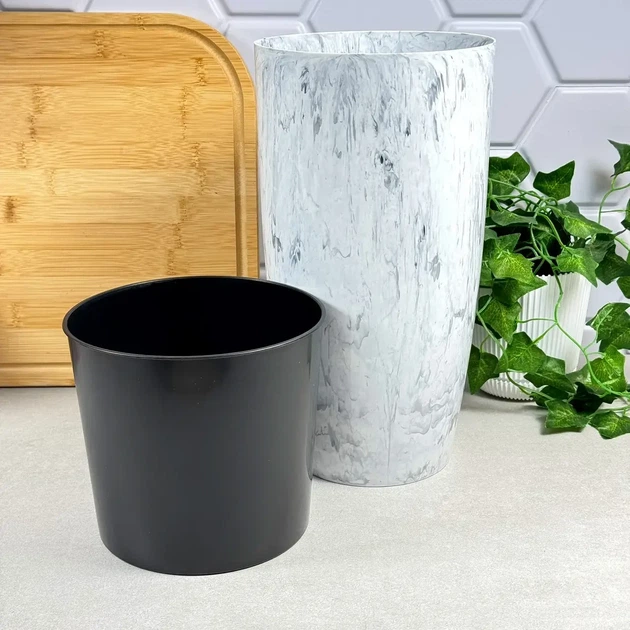 Вазон високий Альфа Stone 10 л Ø27×51 см білий мармур Алеана - зображення 4