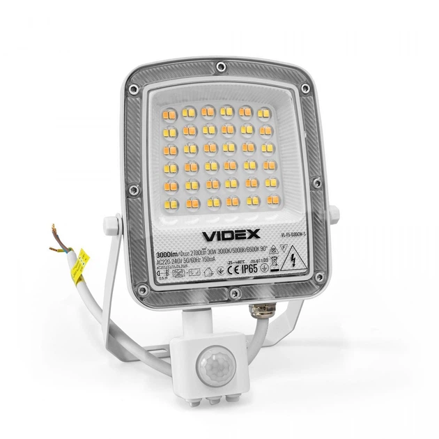 LED прожектор VIDEX F5 30W 3000-5000-6500K с датчиком движения 230V White (VL-F5-030CW-S) - изображение 3