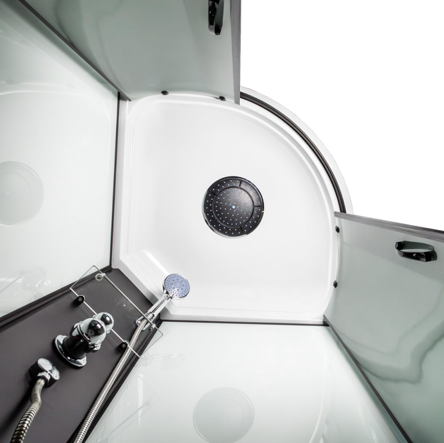 Гідромасажний бокс Vivia 61 JK BP W 90×90×217 см, Fabric, чорний профіль, з мілким піддоном - зображення 4