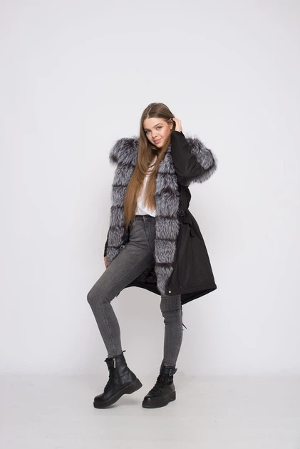 Парку Sifurs з хутром чорнобурки чорна 90 L ( M11-90-ЧБ-Ч-2026) - Фото 2 Парку Sifurs з хутром чорнобурки чорна 90 L ( M11-90-ЧБ-Ч-2026) - зображення 2