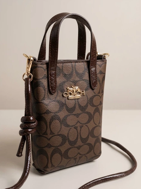 Женская мини сумка Coach для телефона, кроссбоди через плечо - изображение 7