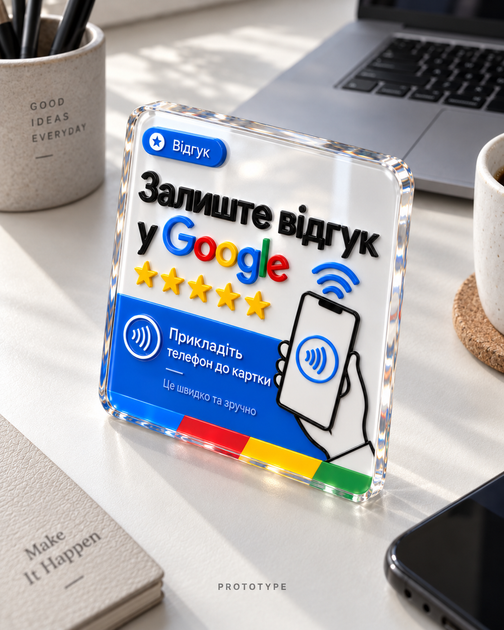 Табличка NFC CARD Review 3D для отзывов Google из оргстекла - изображение 2