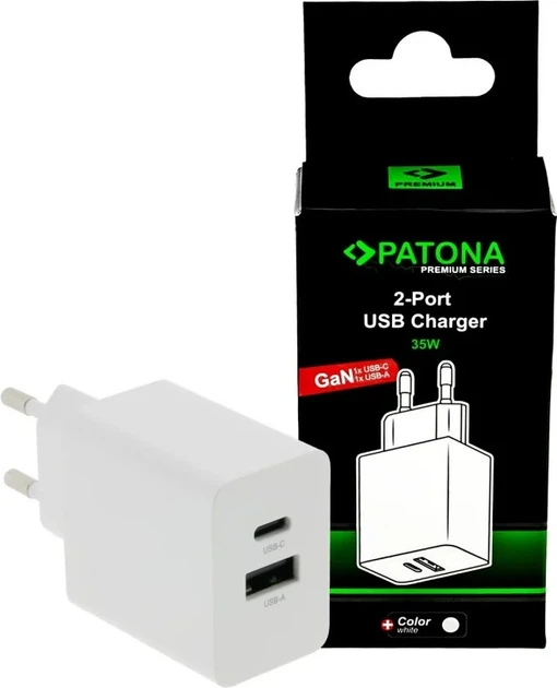 Ładowarka PATONA Premium GaN 35W 1xUSB-C 1xUSB-A White (4055655237291) - Zdjęcie 5 Ładowarka PATONA Premium GaN 35W 1xUSB-C 1xUSB-A White (4055655237291) - obraz 5
