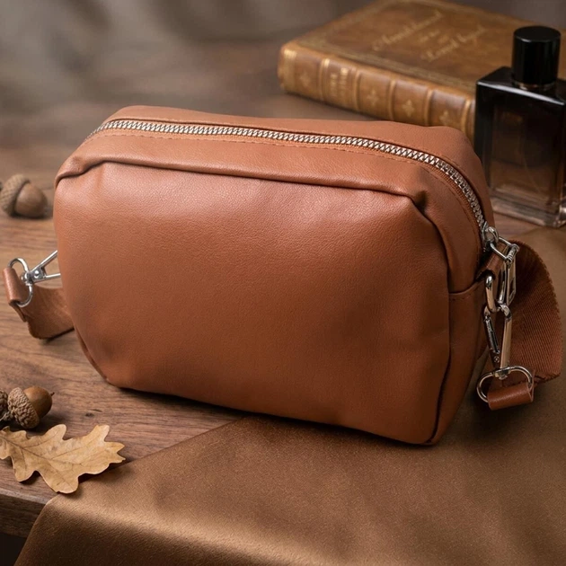 Жіноча сумка крос-боді з монетницею з екошкіри Vintage 22795 руда - зображення 4