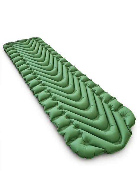 Надувной туристический коврик нейлон 195х70 см зелёный - изображение 2